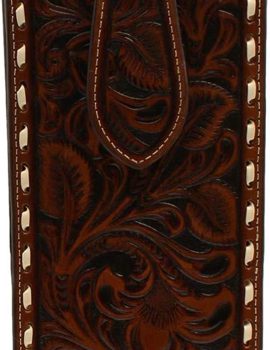 Men’s Cell Phone Case Tooled Wallet Brown One Size