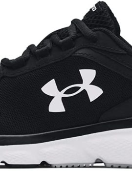 Under Armour womens Charged Assert 9 Running Shoe, Black/White, 7.5 Wide US