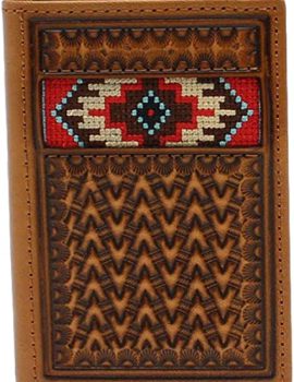 Men’s Southwestern Inlay Trifold Wallet Tan One Size