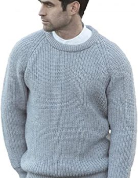 Men’s Fisherman Irish Rib Crew Neck Wool Sweater