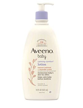 Aveeno Baby Calming Comfort Moisturizing Lotion with Relaxing Lavender & Vanilla Scents, Non-Greasy Body Lotion with Natural Oatmeal & Dimethicone, Paraben- & Phthalate-Free, 18 fl. Oz