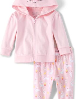 The Children’s Place baby-girls Zip Up Bunny Hoodie and Pants, 2 Pc Set