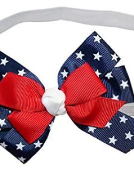 WEBB DIRECT2U WD2U Baby Girls Red White Blue Star Spangled Patriotic Hair Bow Stretch Headband