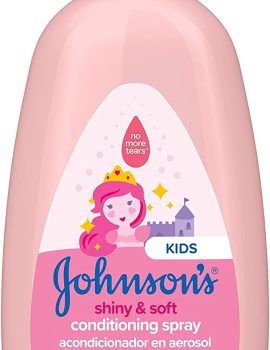 Johnson’s Baby Shiny & Soft Tear-Free Kids’ Hair Conditioning Spray with Argan Oil & Silk Proteins, Paraben, Sulfate & Dye-Free Formula, Hypoallergenic & Gentle for Toddlers, 10 Fl Oz