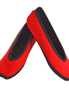 NuFoot Ballet Flats Women’s Shoes, Best Foldable & Flexible Flats, Slipper Socks, Travel Slippers & Exercise Shoes, Dance Shoes, Yoga Socks, House Shoes, Indoor Slippers, Red, X-Large