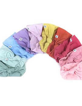 HonestBaby Girls’ Organic Cotton Knotted Headbands Multi-Pack, 10-Pack Rainbow Gems Pinks, Small