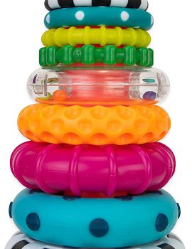 Sassy Stacks of Circles Stacking Ring STEM Learning Toy, Age 6+ Months, Multi, 9 Piece Set