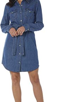 Wrangler Women’s Retro Long Sleeve Western Denim Snap Dress