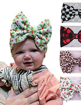 WEBB DIRECT2U WD2U Baby Girls Infant Size Bullet Hair Bow Turban Stretch Headband (Black White)