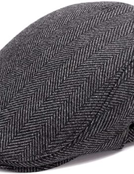 Men’s Classic Thick Warm Herringbone Tweed Wool Blend Newsboy Ivy Hat