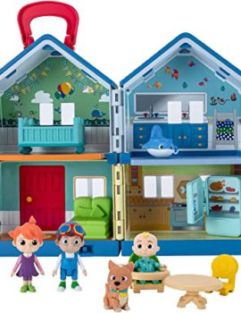 CoComelon Deluxe Family House Playset with Music and Sounds – Includes JJ, Family, Friends, Shark Potty, Crib, Sofa, Chair, High Chair, Dining Room Table, Fridge, Activity Sheet –