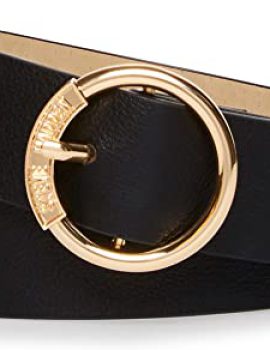 Steve Madden Women’s Circle Logo Buckle Belt, Black