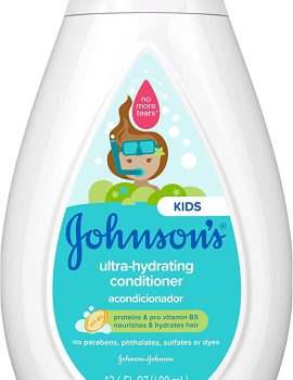 Johnson’s Ultra-Hydrating Tear-Free Kids’ Conditioner with Pro-Vitamin B5 & Proteins, Paraben-, Sulfate- & Dye-Free Formula, Hypoallergenic & Gentle for Toddler’s Hair, 13.6 fl. oz