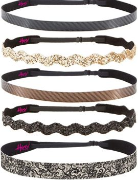 Hipsy Cute Fashion Adjustable No Slip Hairband Headbands for Women Girls & Teens (Essential Black/Brown/Gold 5pk)