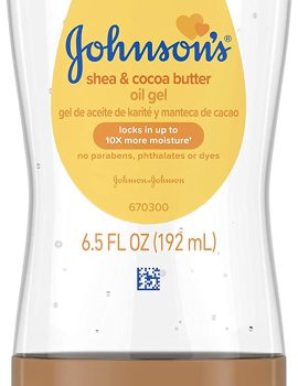 Johnson’s Baby Oil Gel Enriched with Shea and Cocoa Butter, Great for Baby Massage, 6.5 fl. oz