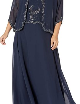 J Kara Women’s Plus Size Beaded Jacket Dress