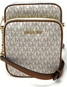 Michael Kors Jet Set Travel Signature PVC Medium Logo Chain Crossbody Flight Bag