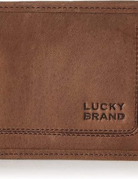 Men’s Grooved Leather RFID Bifold, Brown, OSFA