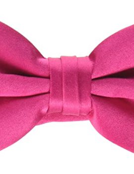 Men’s Satin solid Bow Tie, Fuchsia, One Size