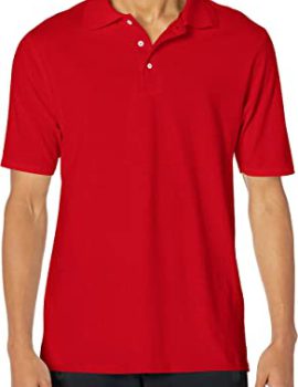 mens Short Sleeve X-temp Performance Polo fashion t shirts, Deep Red, Medium US