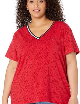 Tommy Hilfiger Women’s Short Sleeve V-Neck T-Shirt (Standard and Plus Size)