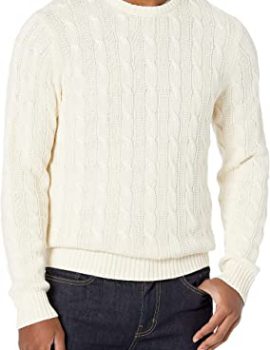 Men’s Soft Cotton Cable Stitch Crewneck Sweater