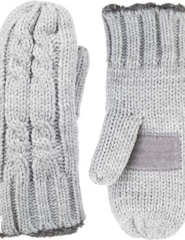 isotoner Women’s Chunky Cable Knit Sherpasoft Mittens