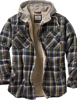 Men’s Camp Night Berber Lined Hooded Flannel Shirt Jacket